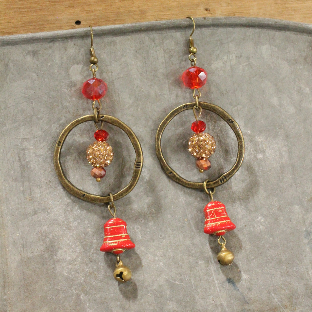 Bells Are Ringing Red Dangle Drop Earrings