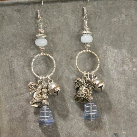 Bells Are Ringing Silver & Blue Dangle Drop Earrings