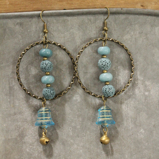 Bells Are Ringing Denim Blue Dangle Drop Earrings