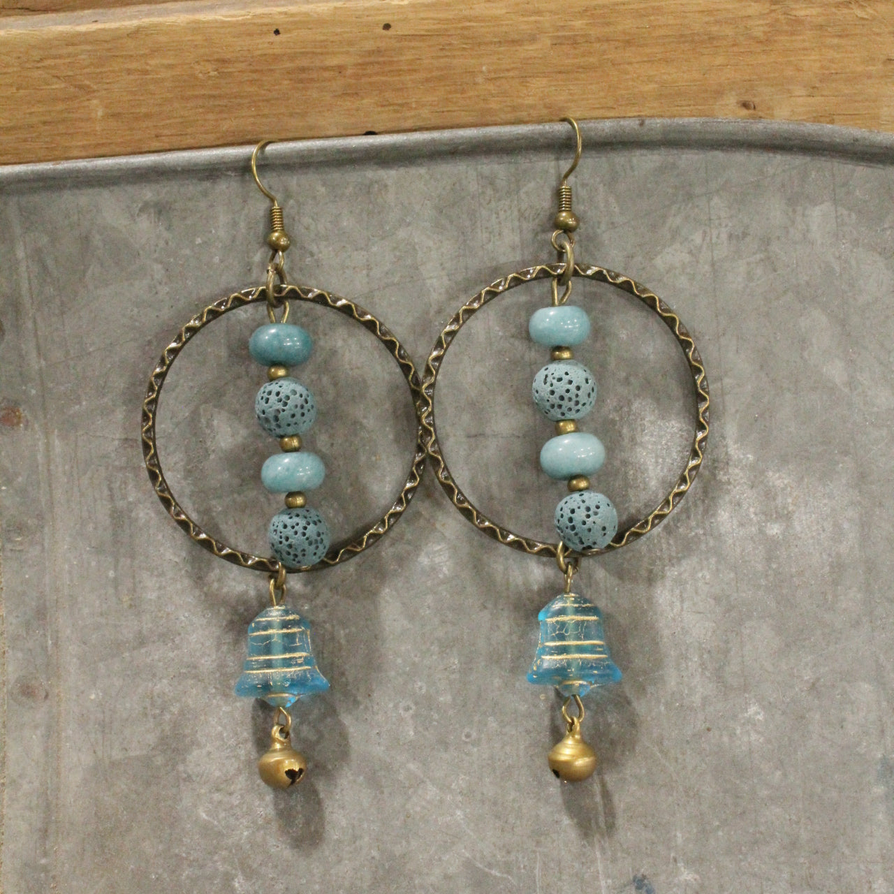 Bells Are Ringing Denim Blue Dangle Drop Earrings