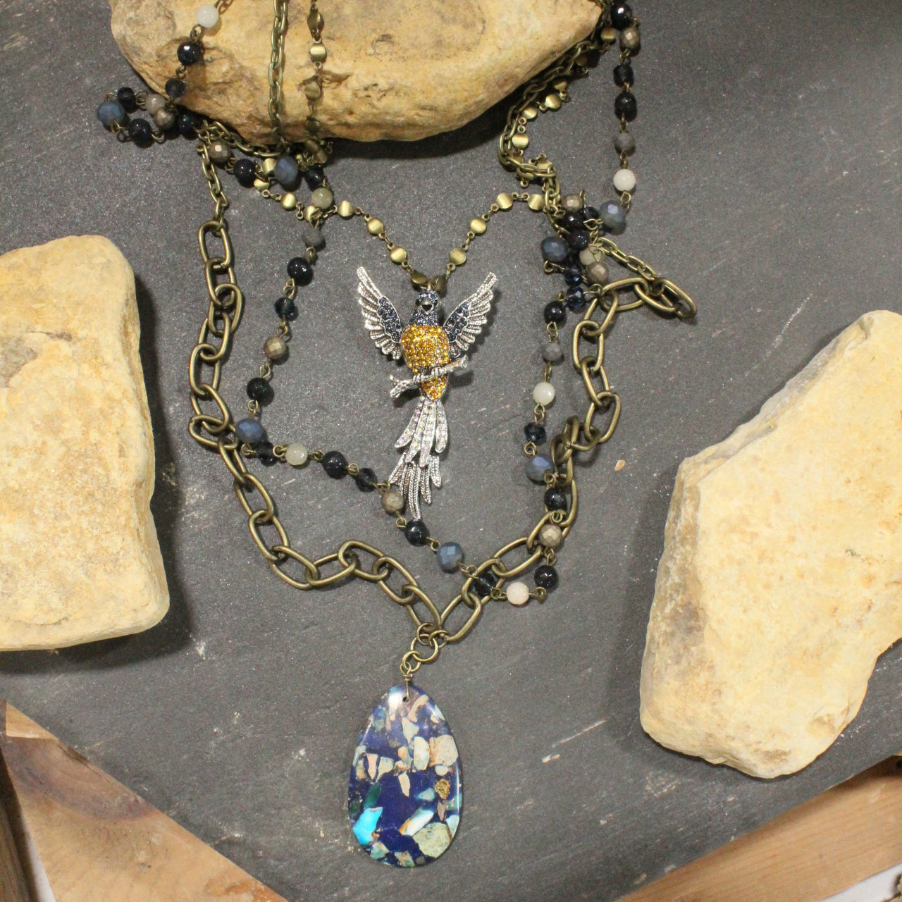 Raise Your Wings Yellow Breasted Layered Necklace