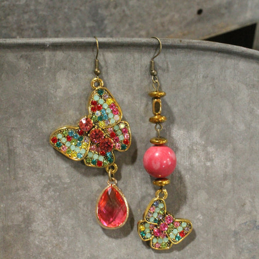 I Can Fly Pink Butterfly Dangle Earrings