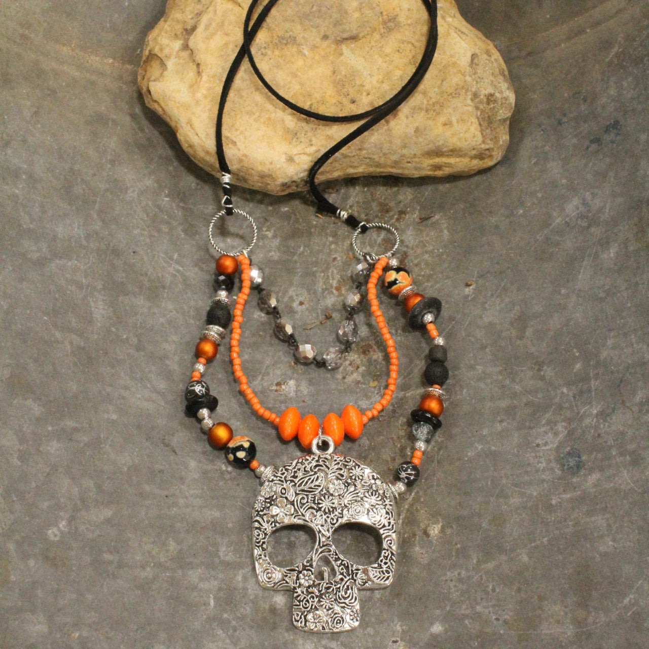 Spooky Skull Triple Layer Halloween Necklace