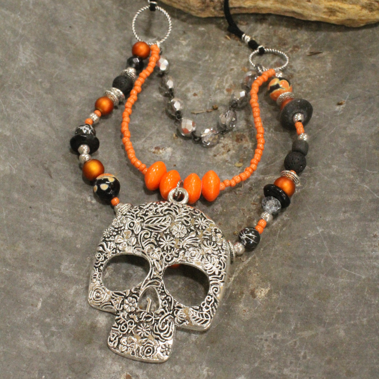 Spooky Skull Triple Layer Halloween Necklace