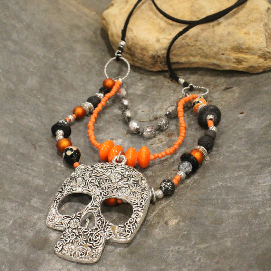 Spooky Skull Triple Layer Halloween Necklace