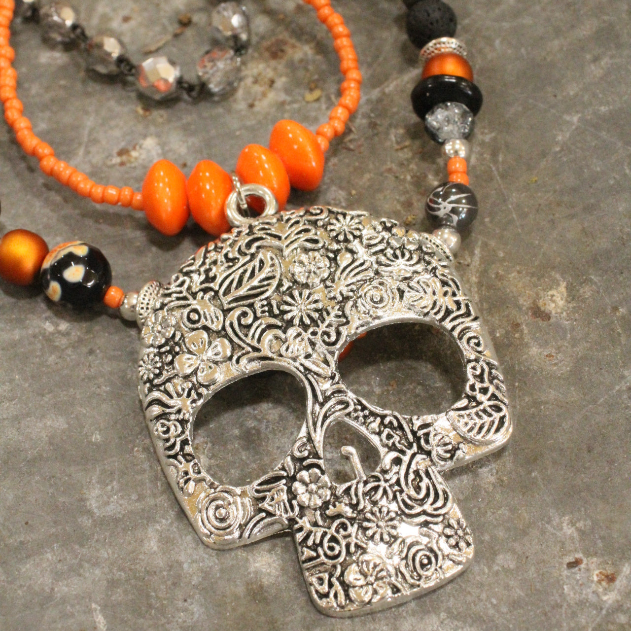 Spooky Skull Triple Layer Halloween Necklace