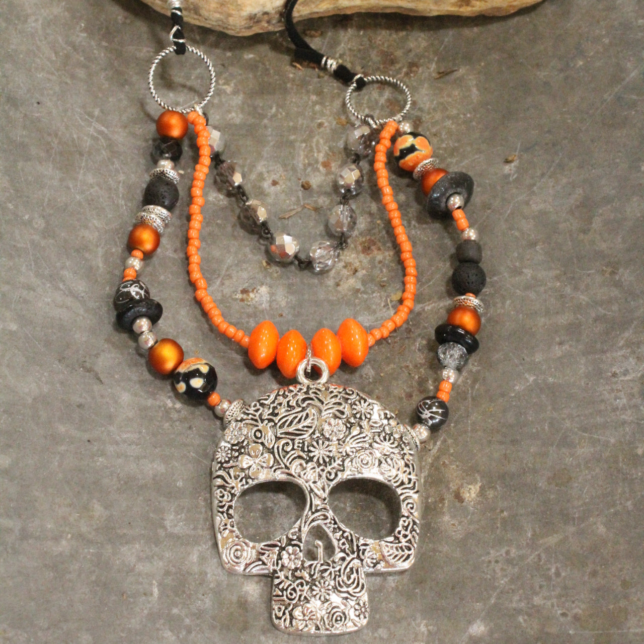 Spooky Skull Triple Layer Halloween Necklace