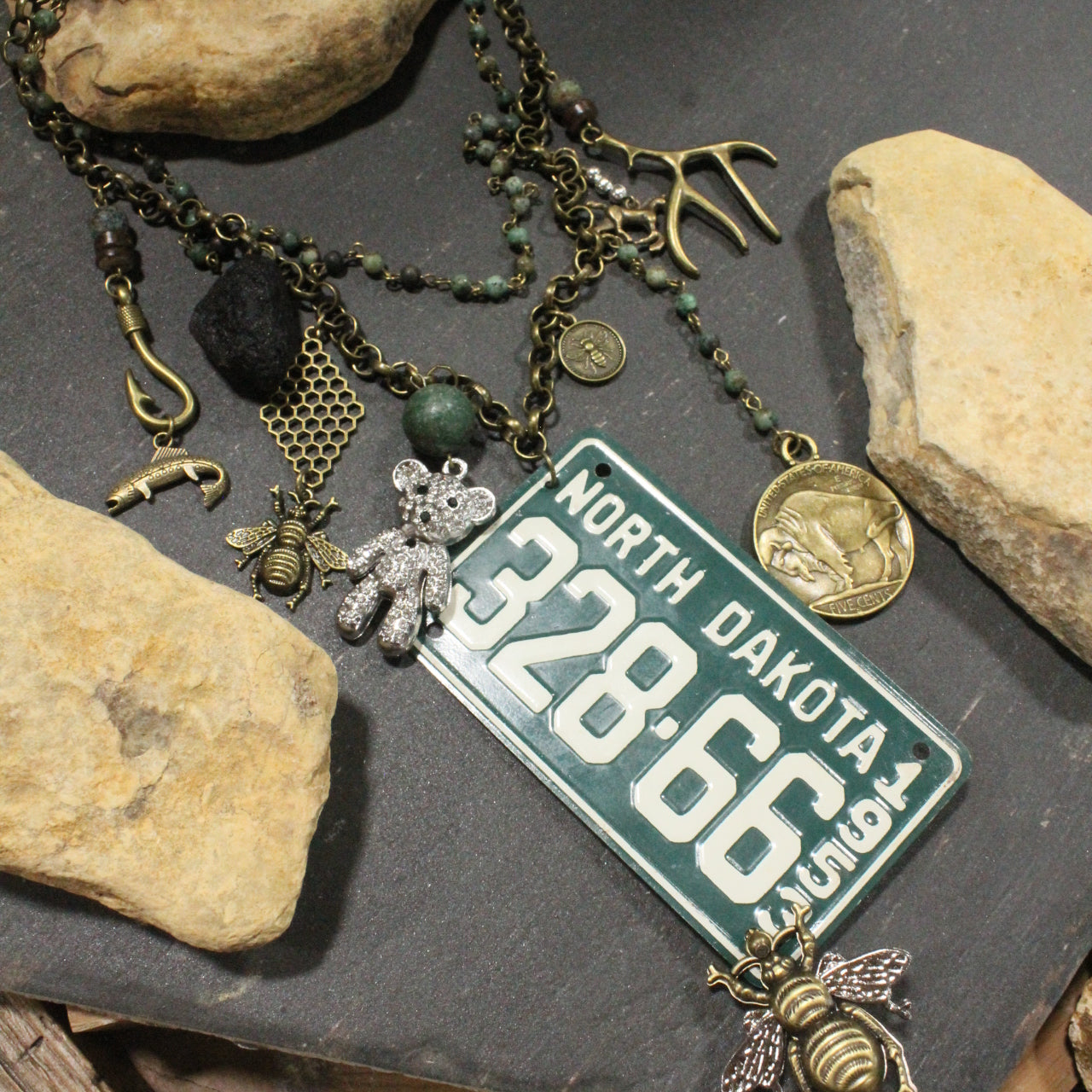 Travel Time In North Dakota Layered Necklace