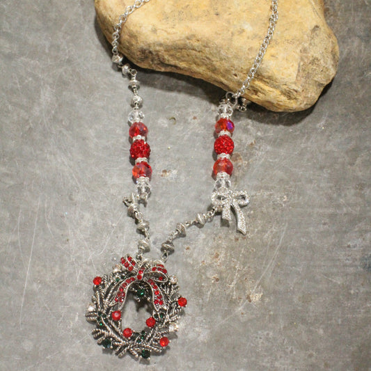 Feeling Festive Wreath Ribboned Necklace
