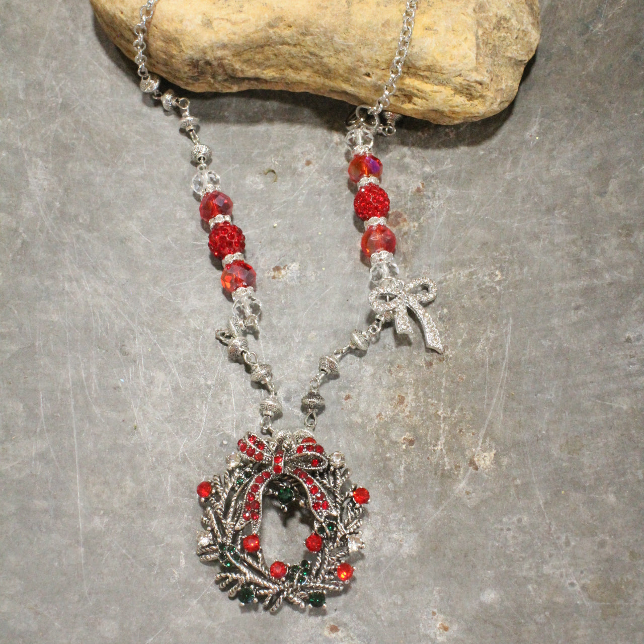 Feeling Festive Wreath Ribboned Necklace