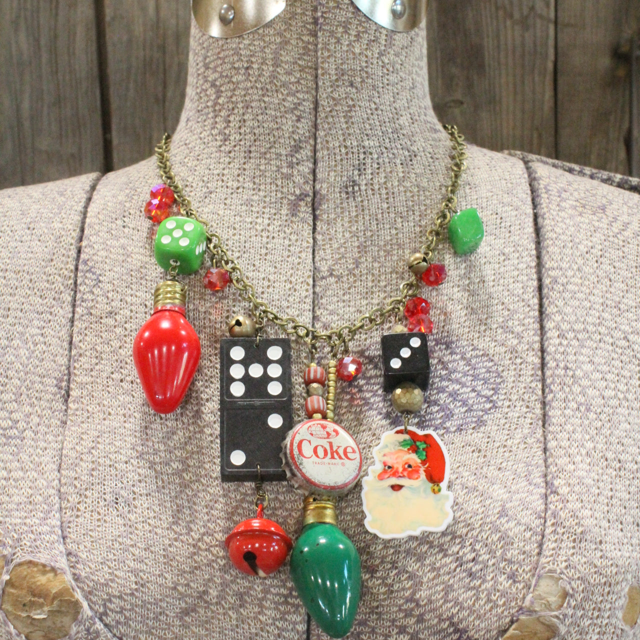 Vintage Coca Cola Santa & More Charm'd Necklace