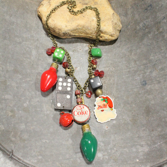 Vintage Coca Cola Santa & More Charm'd Necklace