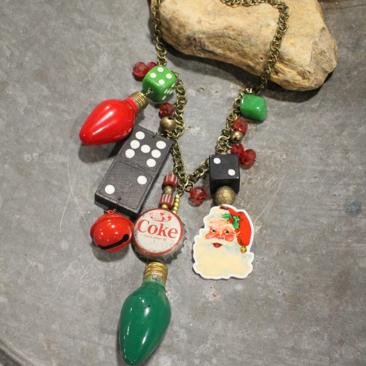 Vintage Coca Cola Santa & More Charm'd Necklace