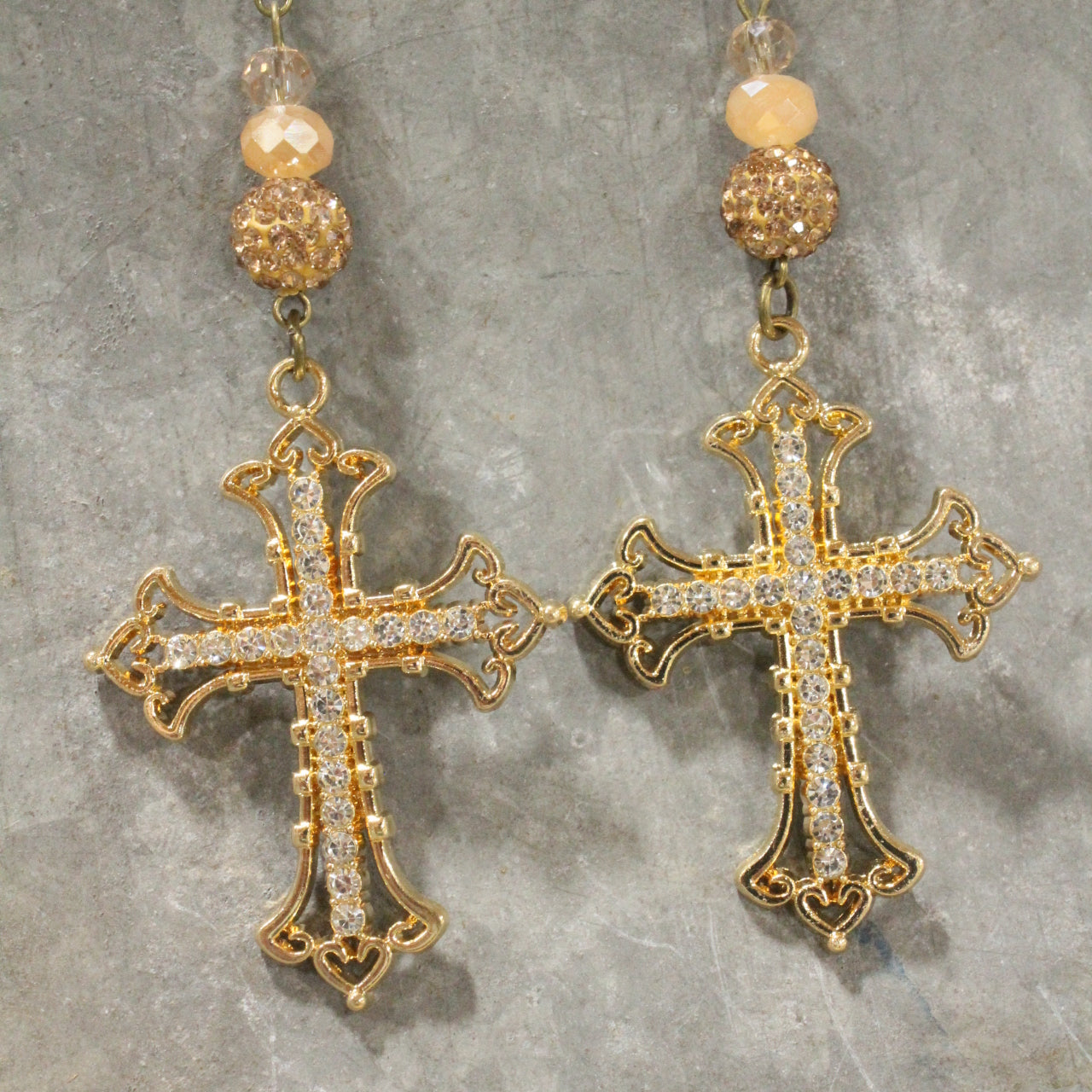 Golden Bling Cross Dangle Drop Earrings