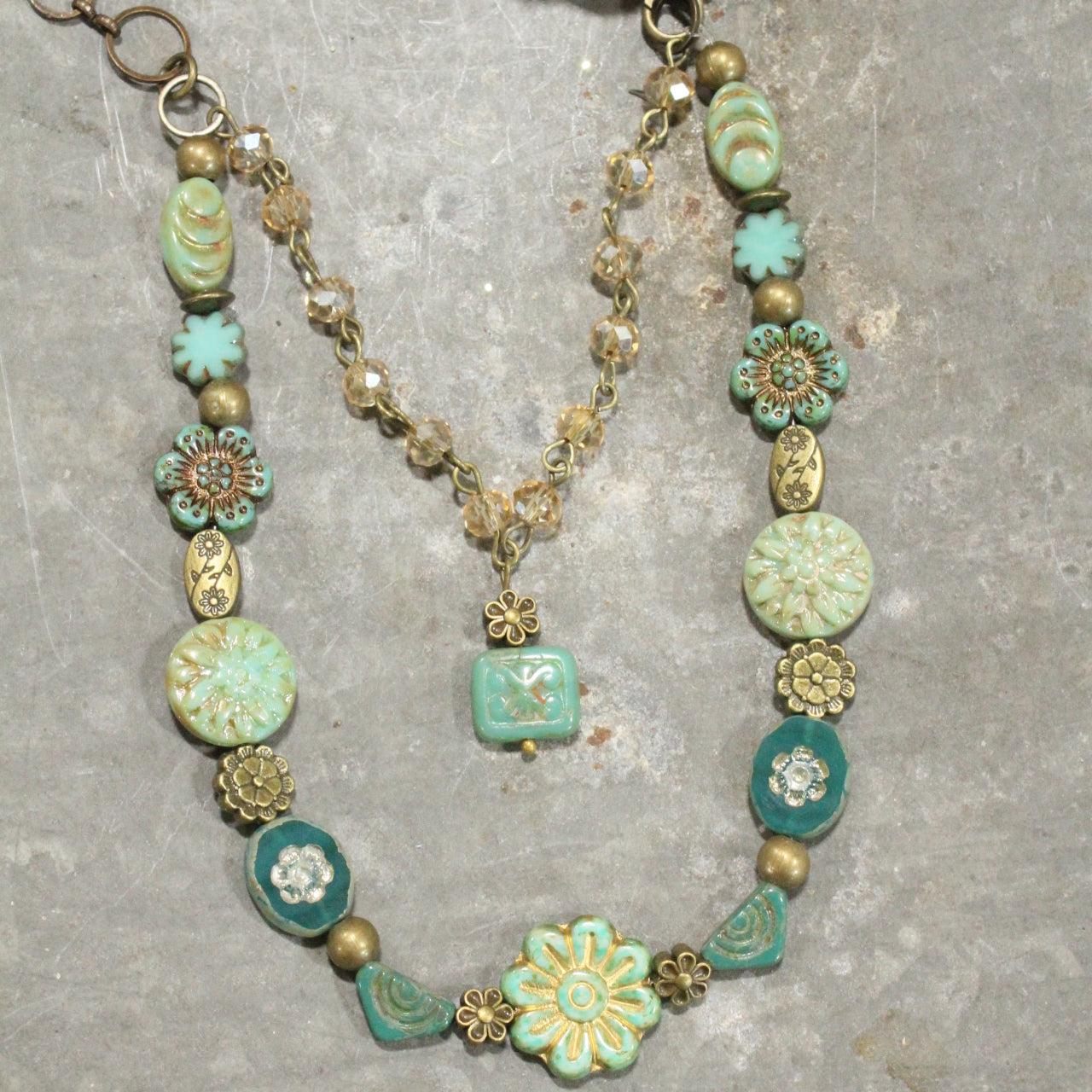 CZECH Me Out Elite Vintage Green Layered Necklace