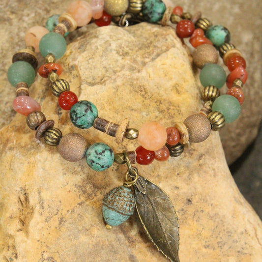 Verdigris Leaf Fall Wrap Bracelet