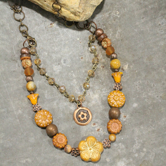 CZECH Me Out Elite Burnt Mustard Layered Necklace