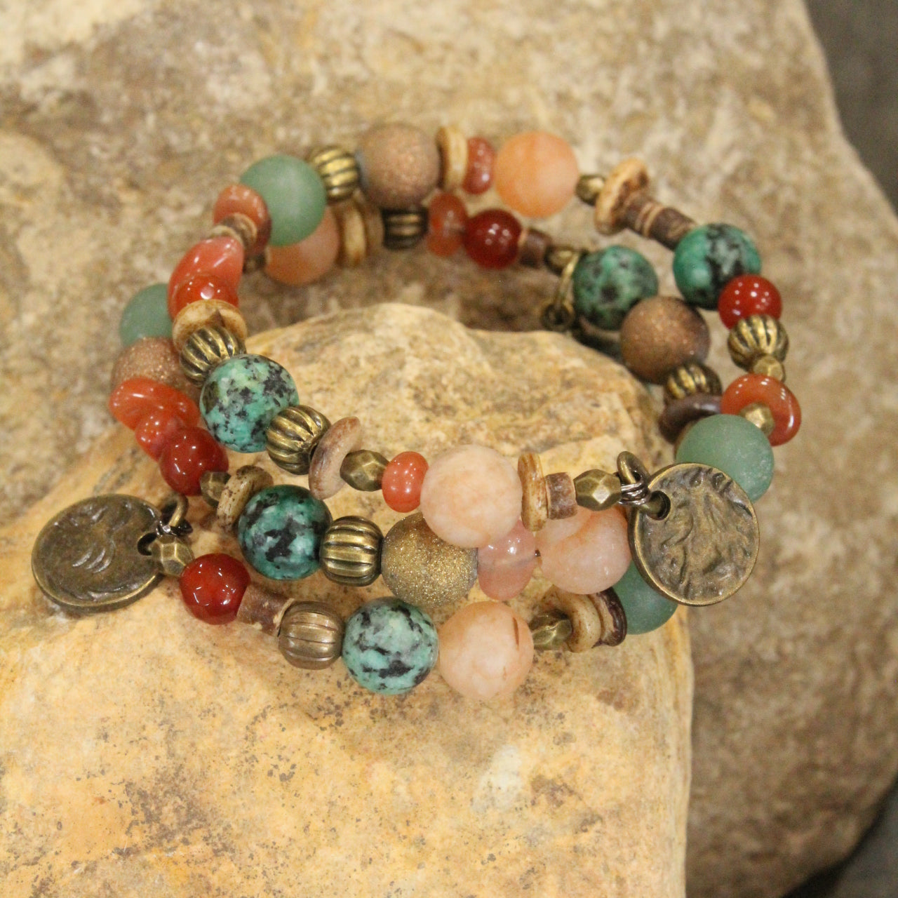 Verdigris Leaf Fall Wrap Bracelet