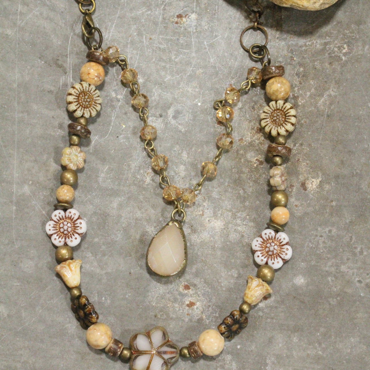 CZECH Me Out Elite Beige & Natural Layered Necklace