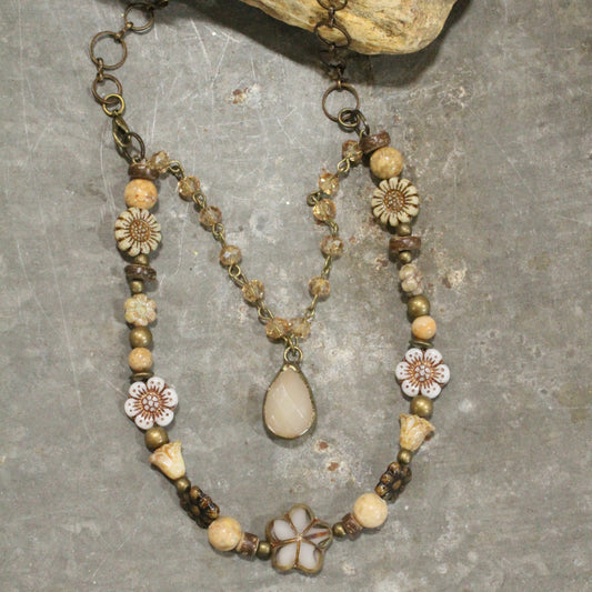 CZECH Me Out Elite Beige & Natural Layered Necklace