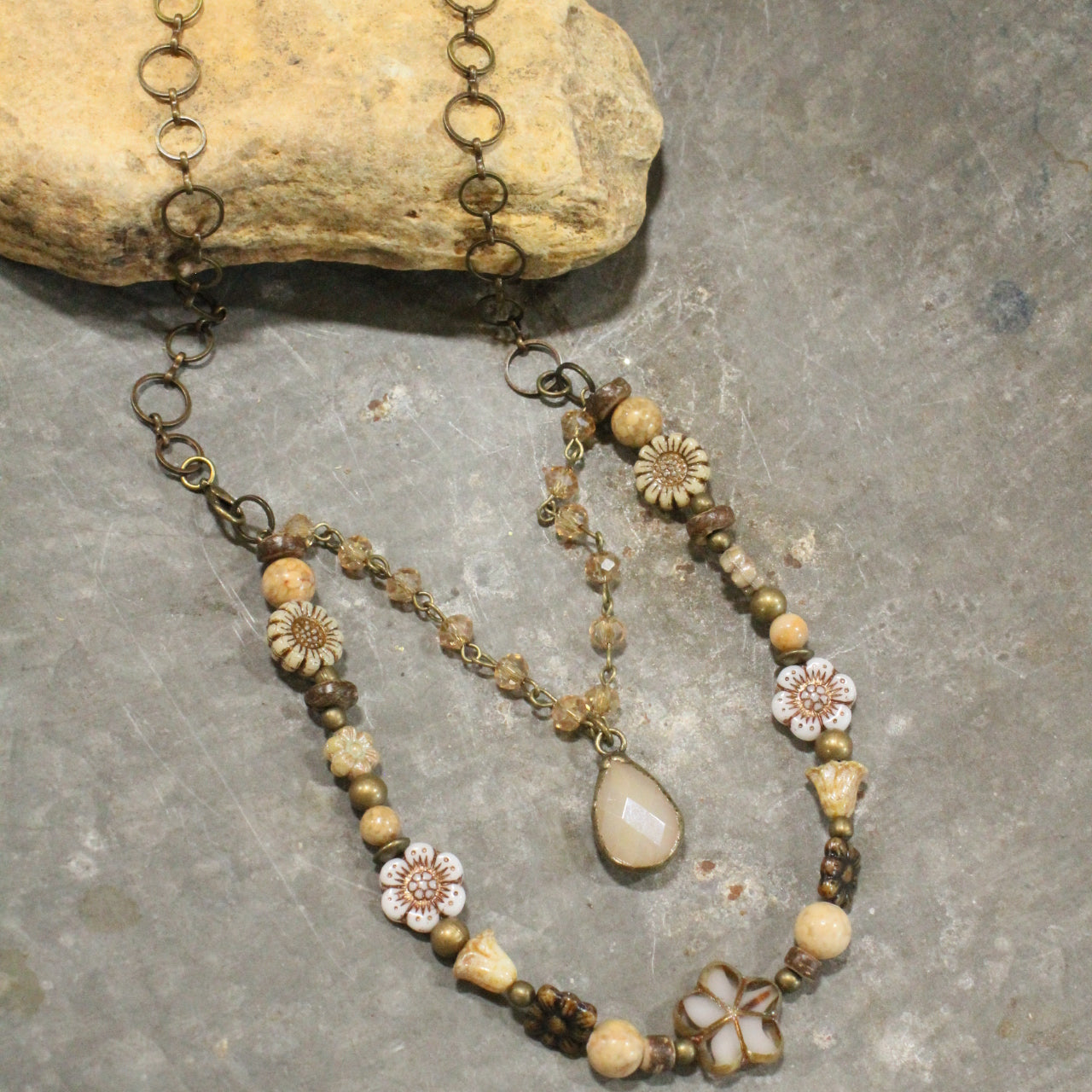 CZECH Me Out Elite Beige & Natural Layered Necklace