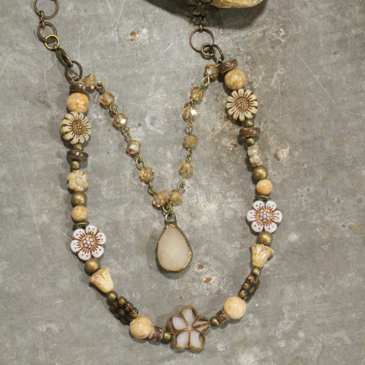 CZECH Me Out Elite Beige & Natural Layered Necklace