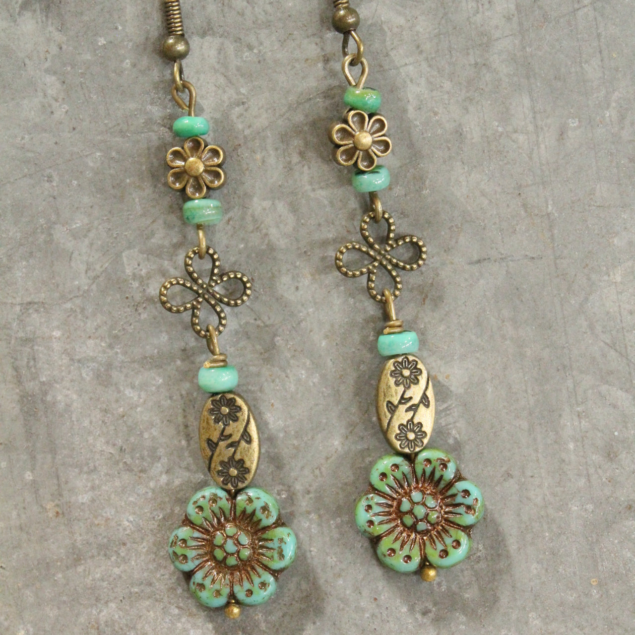 CZECH Me Out Elite Vintage Green Dangle Earrings