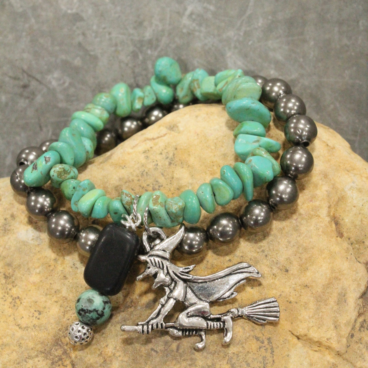 A Witch & Her Broom Nugget Bracelet Set