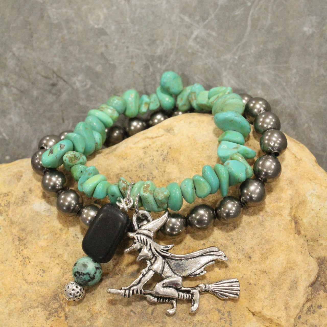 A Witch & Her Broom Nugget Bracelet Set