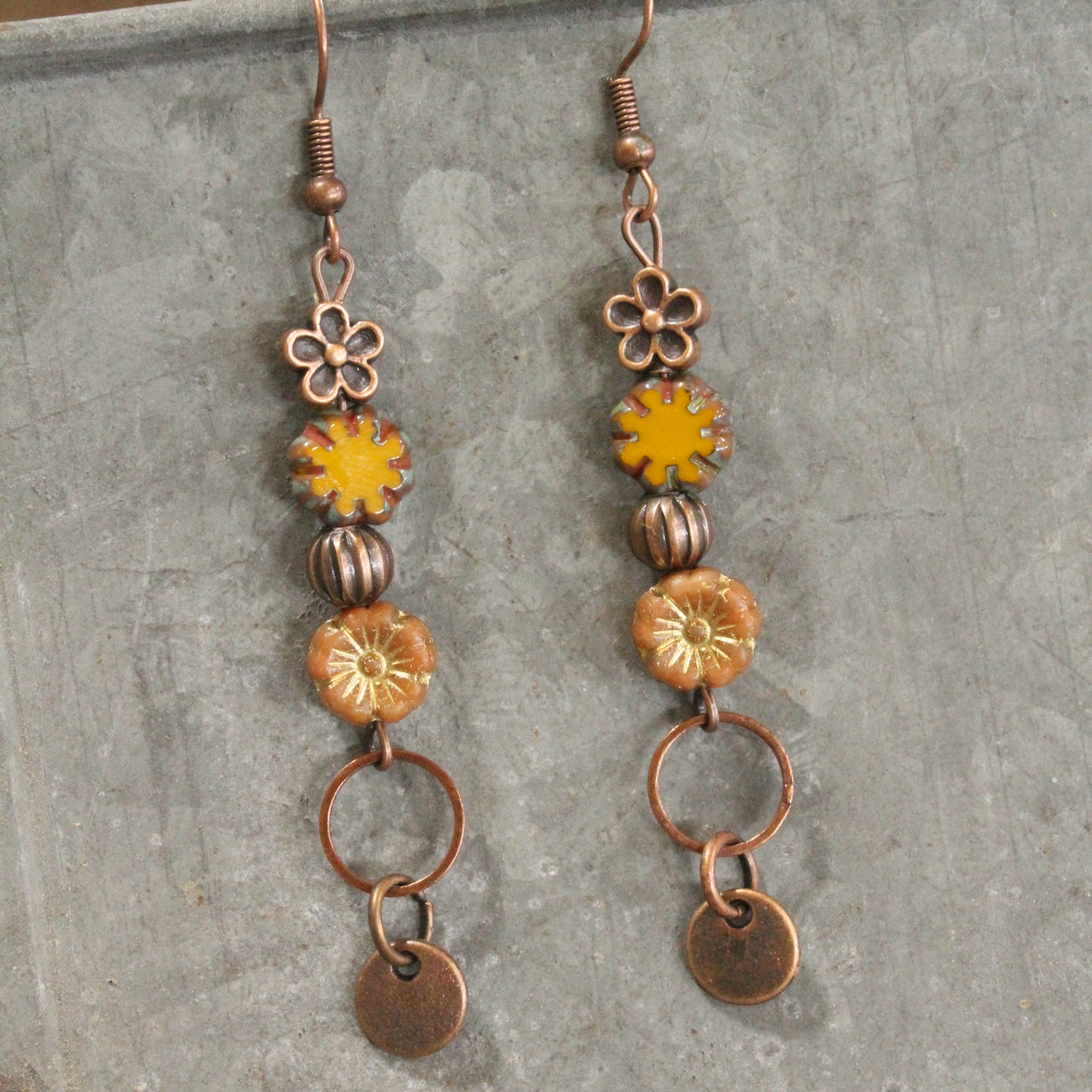 CZECH Me Out Elite Burnt Mustard Dangle Earrings