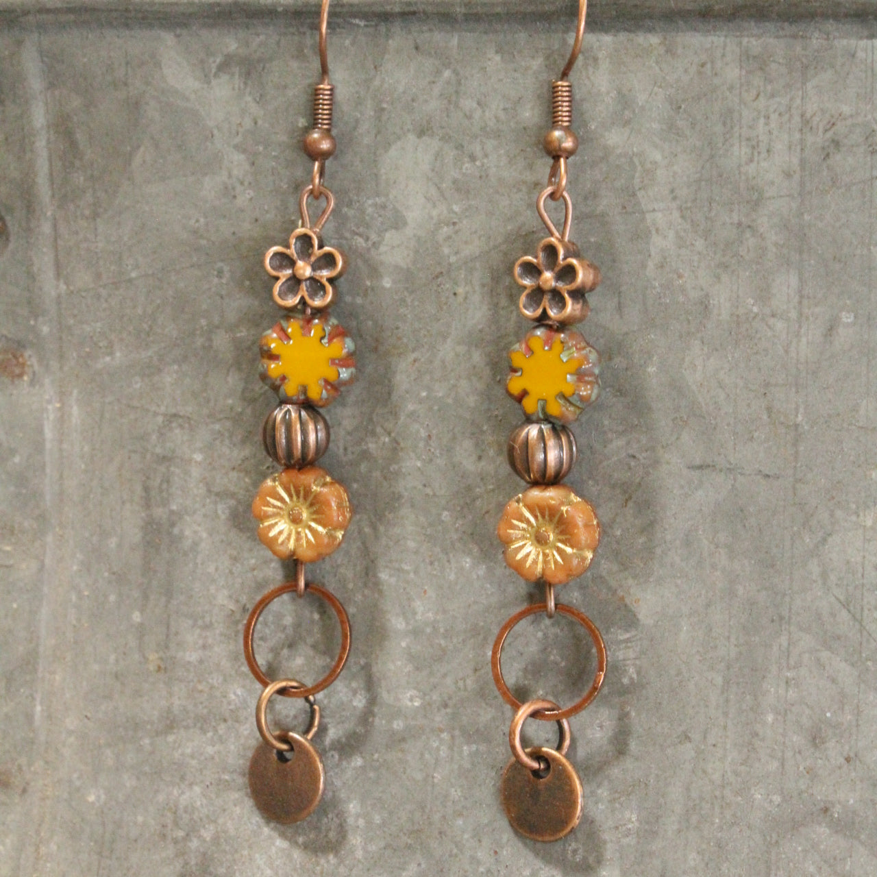 CZECH Me Out Elite Burnt Mustard Dangle Earrings