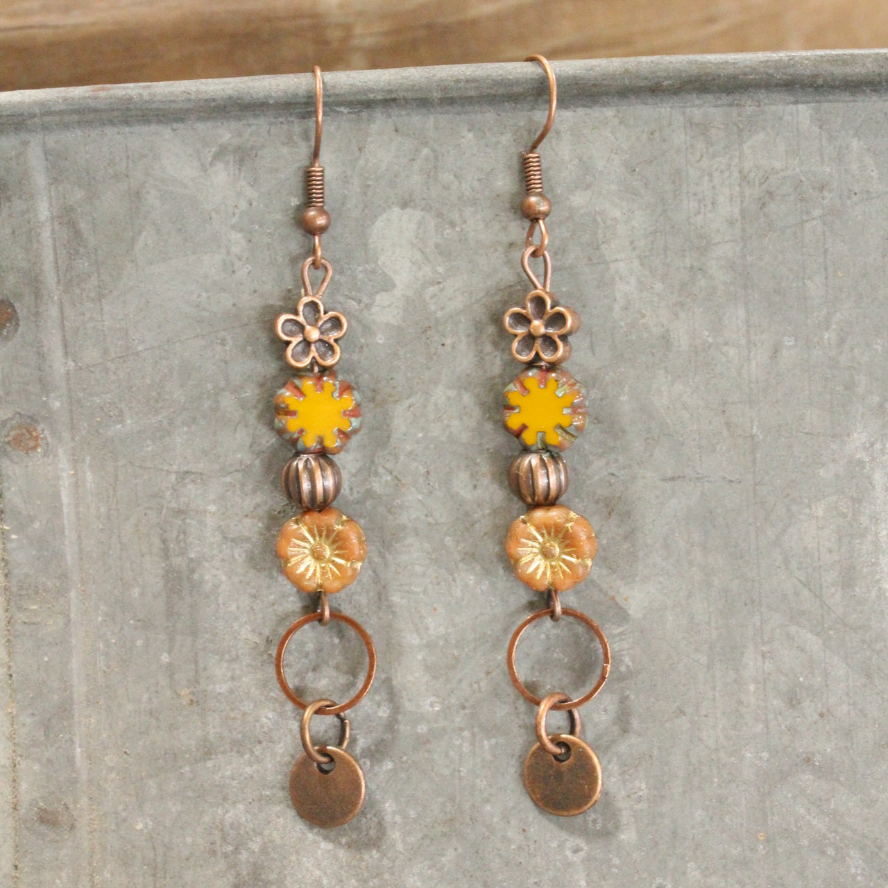 CZECH Me Out Elite Burnt Mustard Dangle Earrings