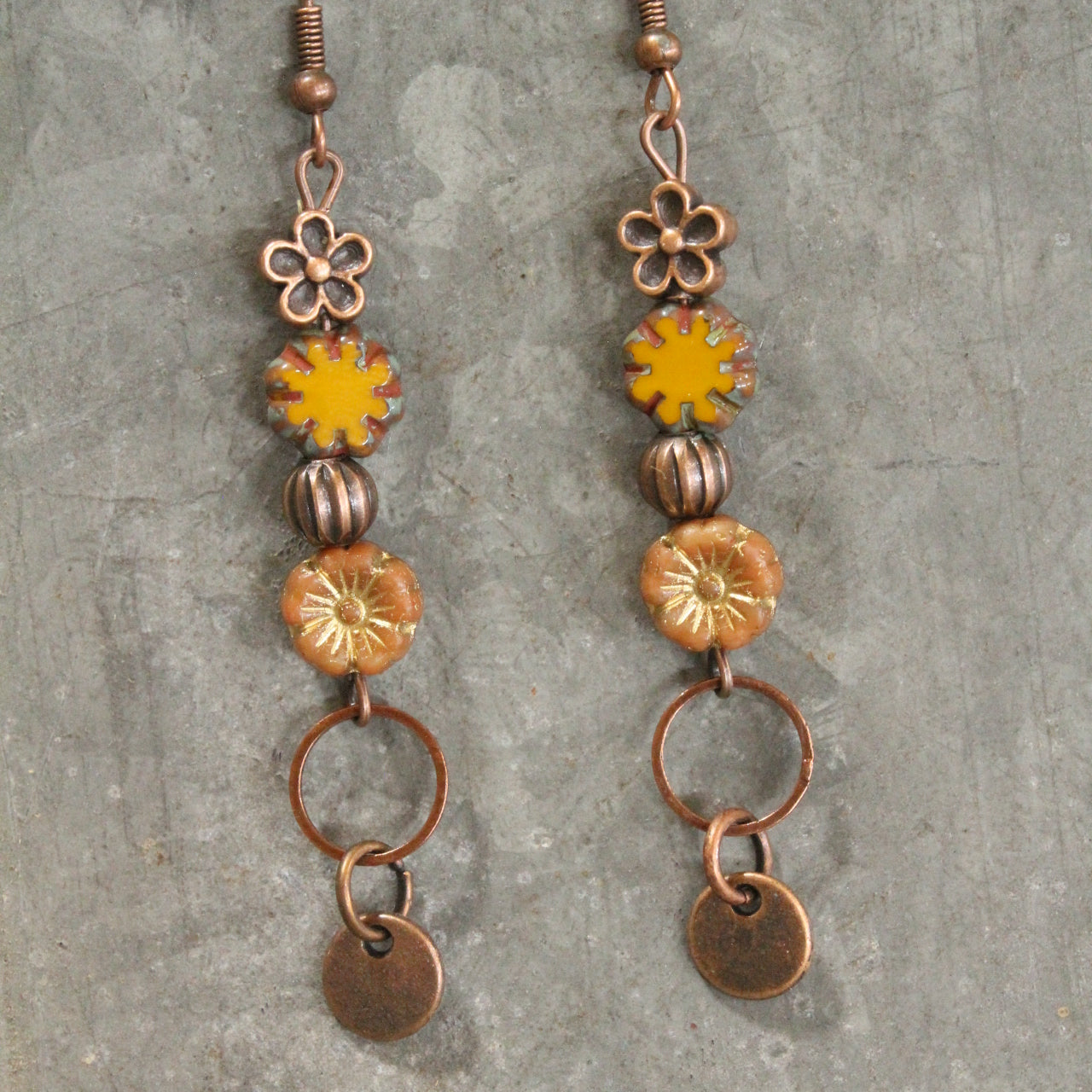 CZECH Me Out Elite Burnt Mustard Dangle Earrings