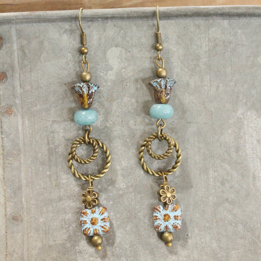 CZECH Me Out Elite Denim & Natural Dangle Earrings