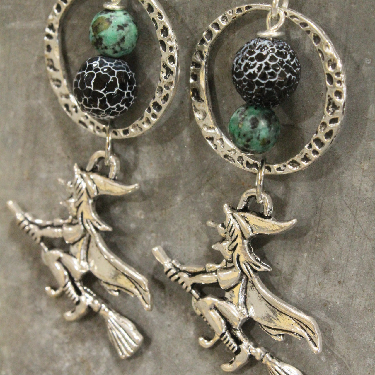 A Witch & Her Broom Jade Hoop Earrings