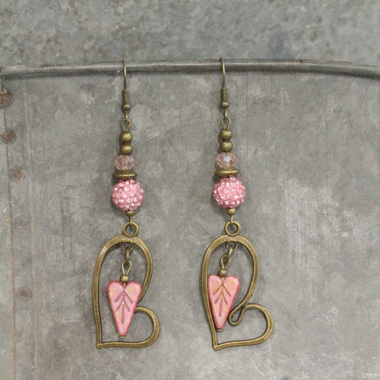 Sweetness Overload Czech Heart Dangle Drop Earrings