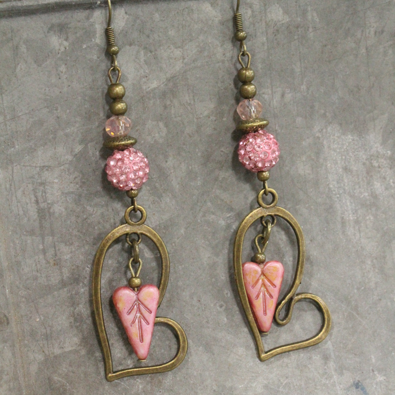 Sweetness Overload Czech Heart Dangle Drop Earrings