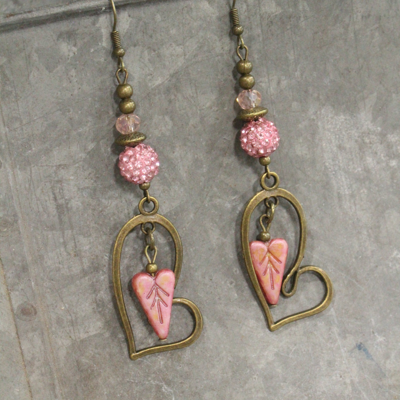 Sweetness Overload Czech Heart Dangle Drop Earrings
