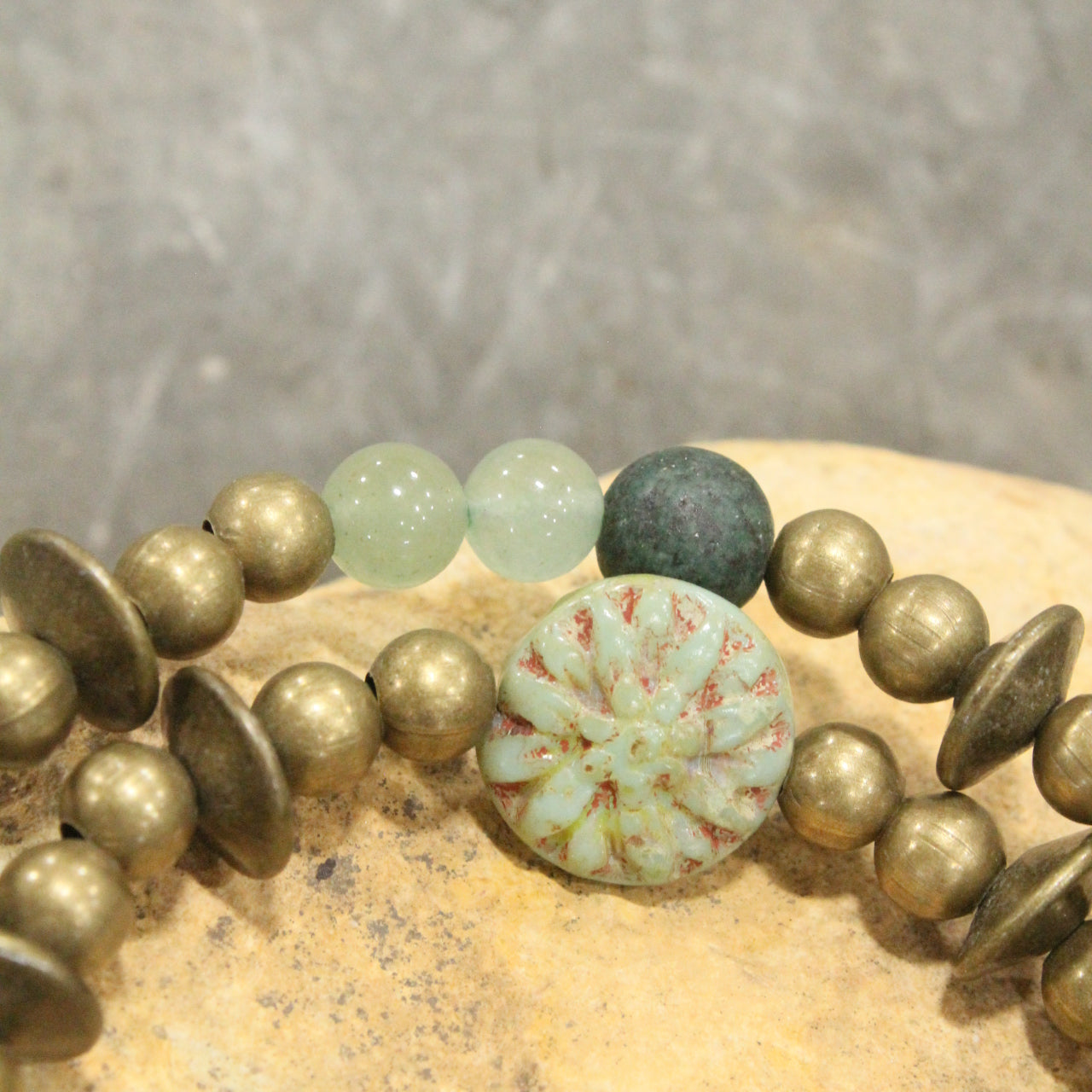 Tree Of Life Czech Coin Jade Wrap Bracelet