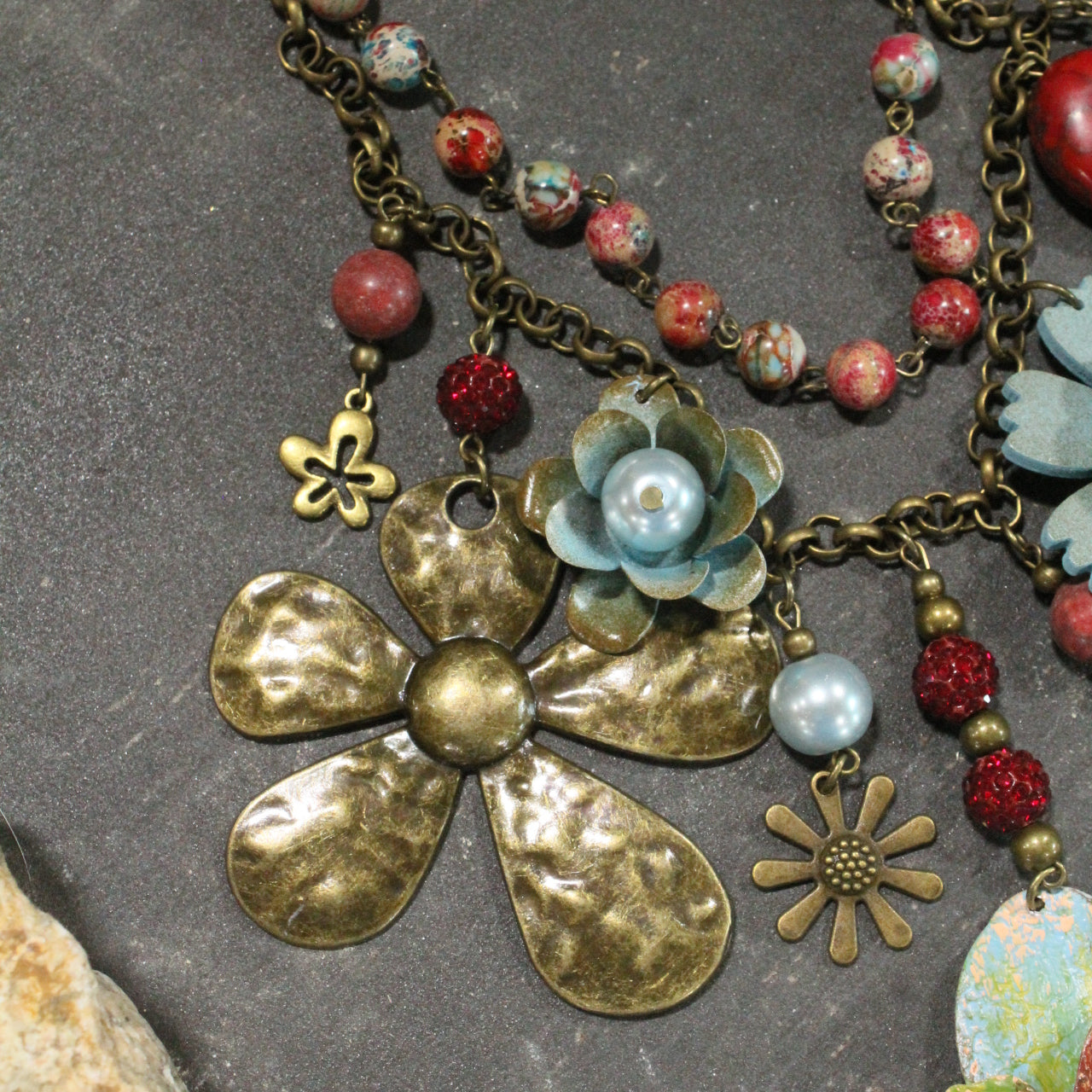 Color Explosion Turquoise Flower Charm'd Necklace