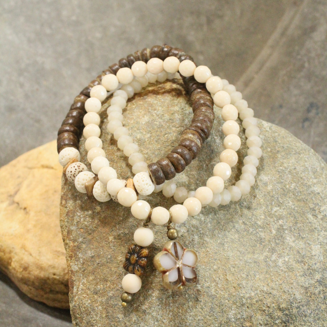 CZECH Me Out Elite Beige & Natural Stretch Bracelet Set