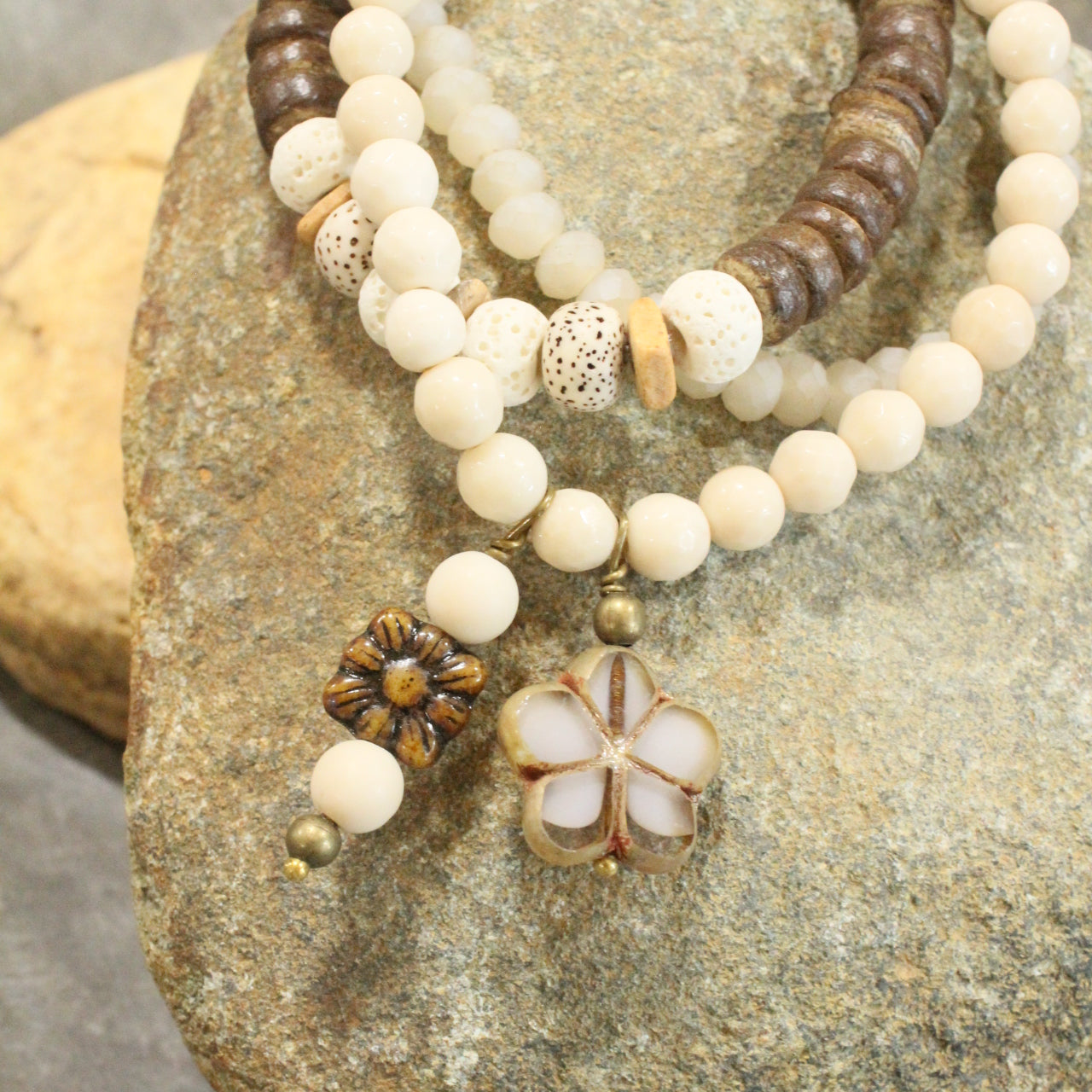 CZECH Me Out Elite Beige & Natural Stretch Bracelet Set