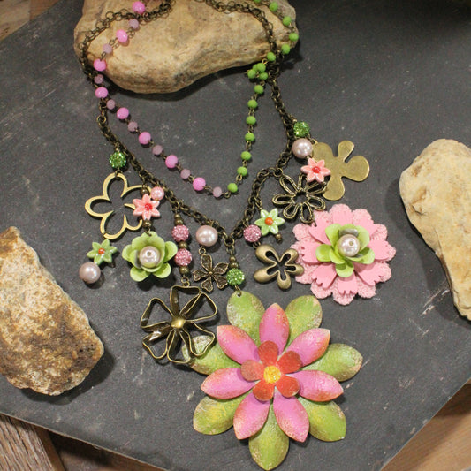 Color Explosion Summer Breeze Flower Charm'd Necklace