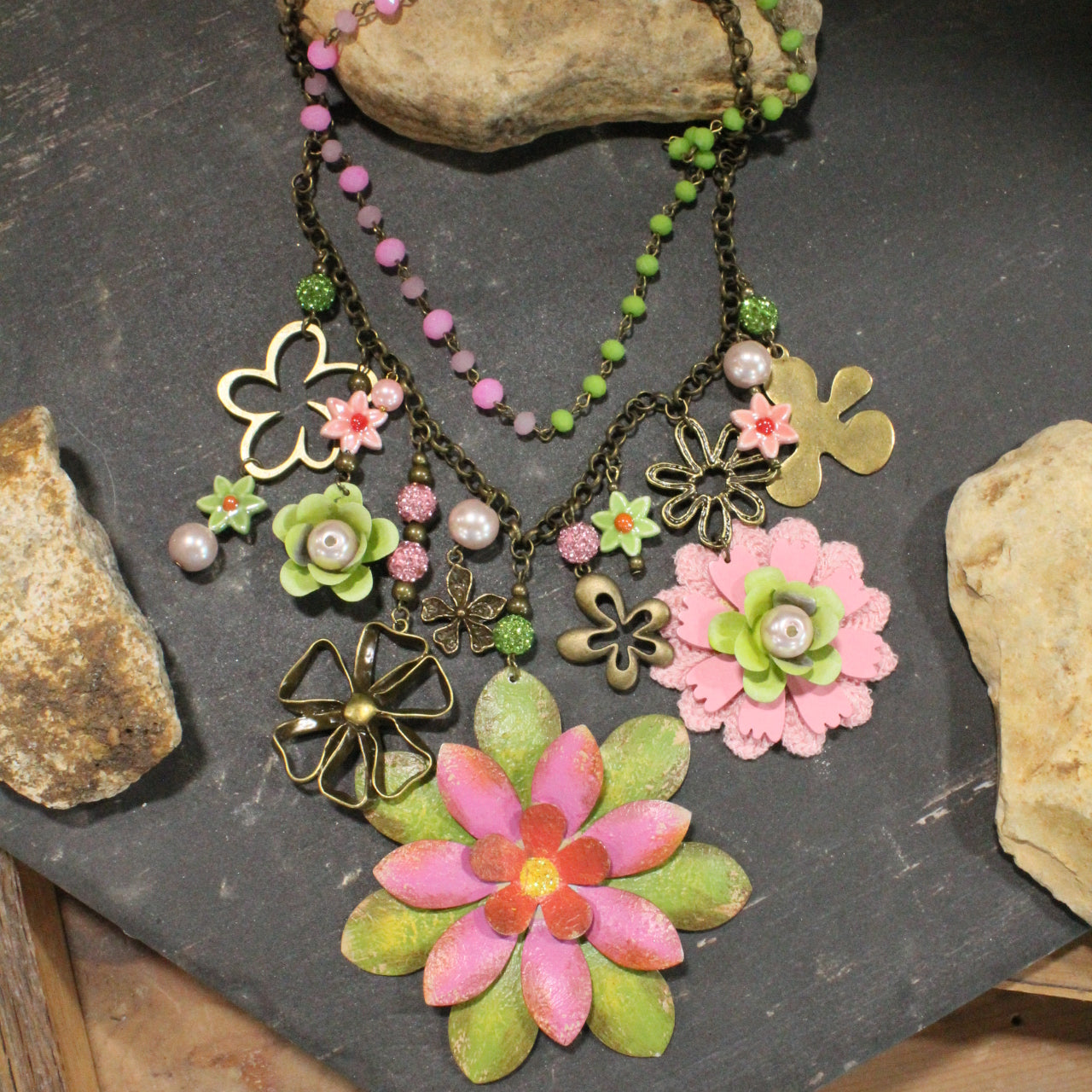 Color Explosion Summer Breeze Flower Charm'd Necklace