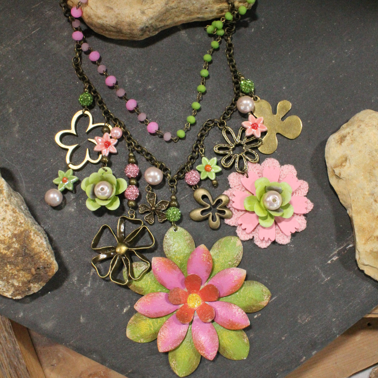 Color Explosion Summer Breeze Flower Charm'd Necklace