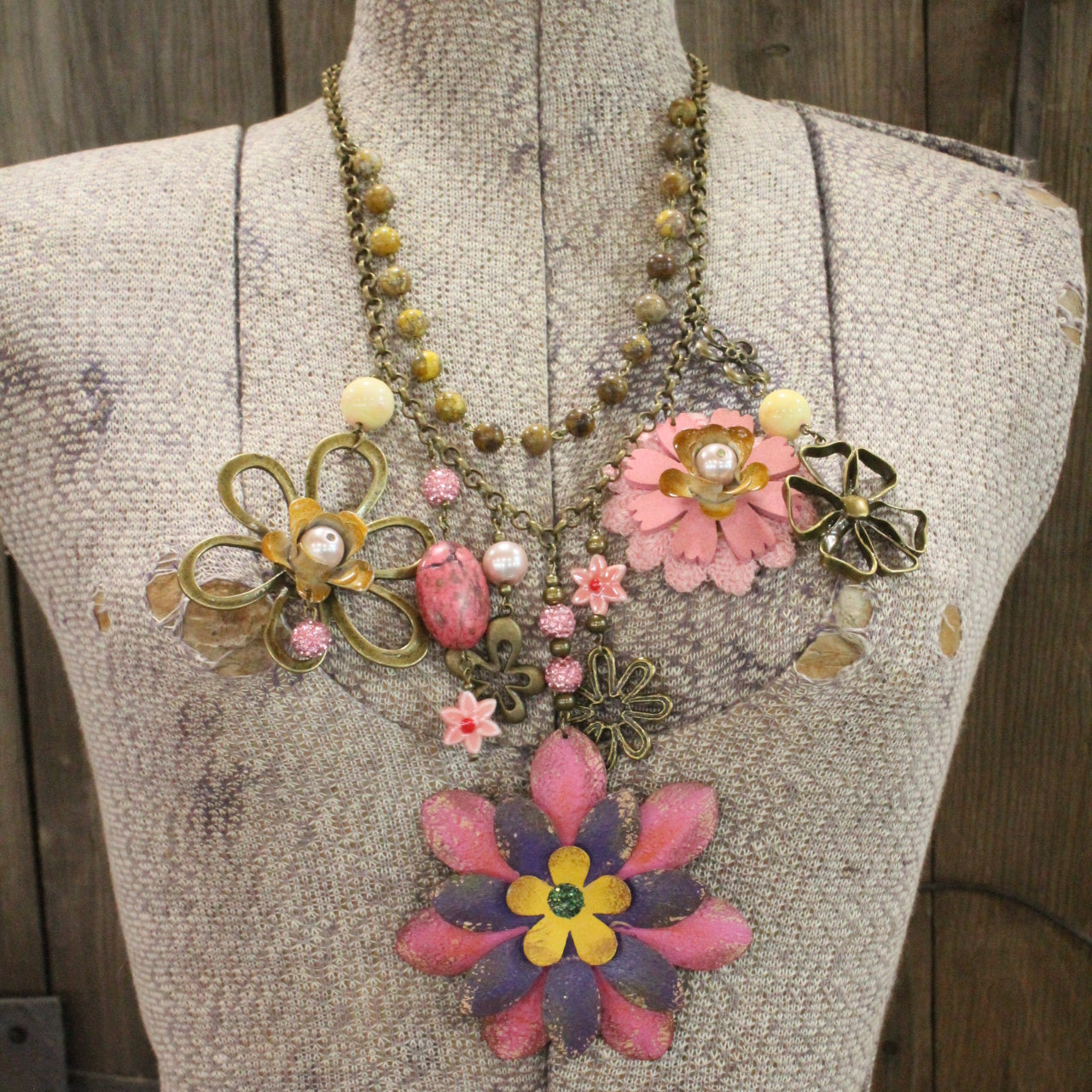 Color Explosion Mustard Flower Charm'd Necklace