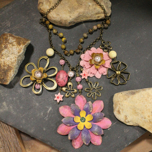 Color Explosion Mustard Flower Charm'd Necklace