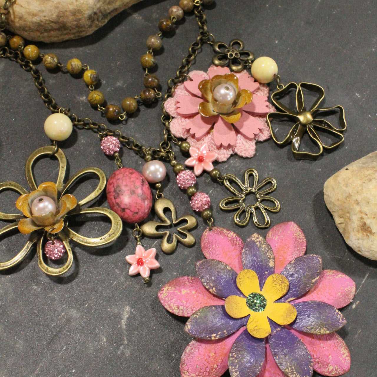Color Explosion Mustard Flower Charm'd Necklace