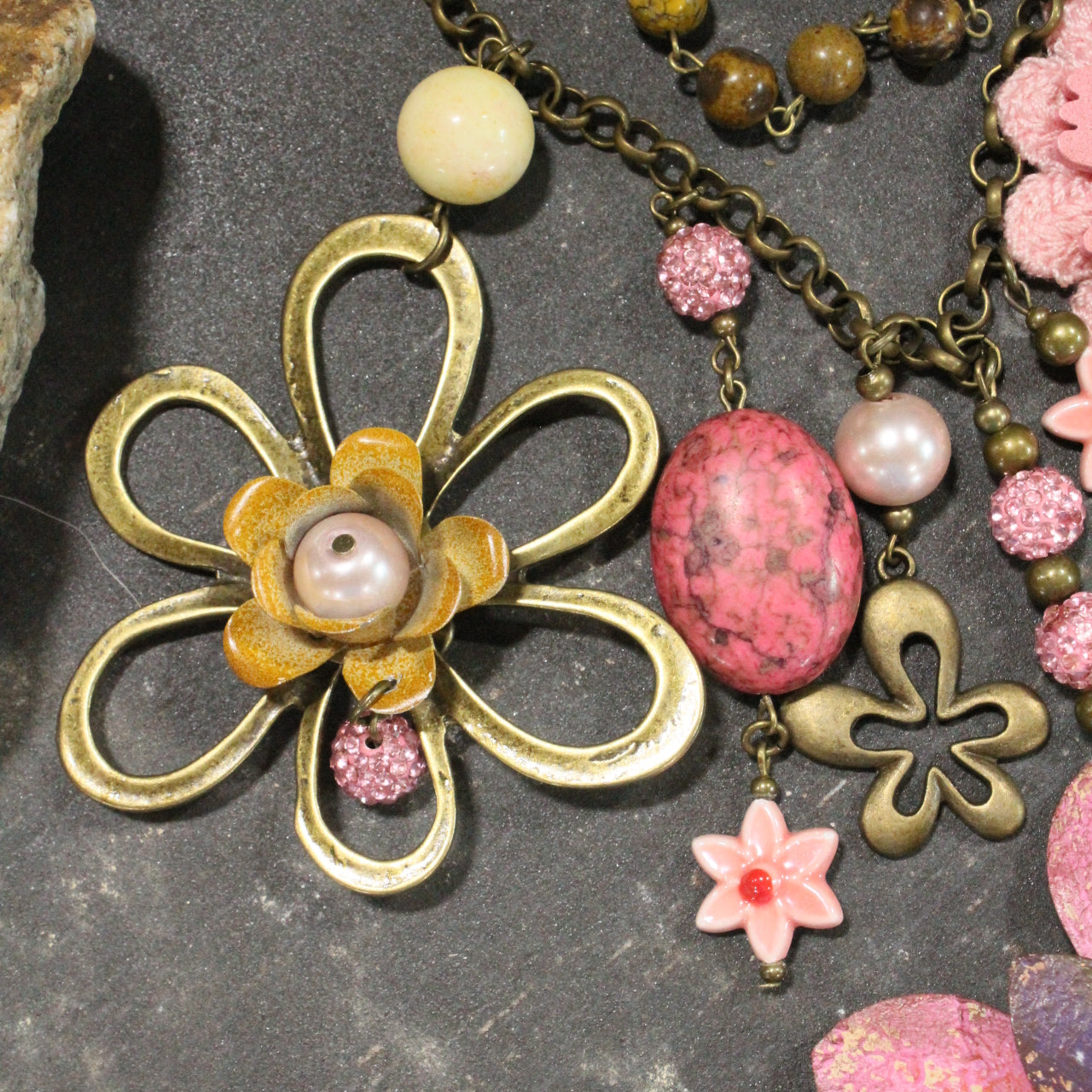Color Explosion Mustard Flower Charm'd Necklace