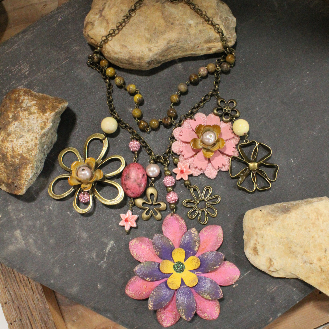 Color Explosion Mustard Flower Charm'd Necklace